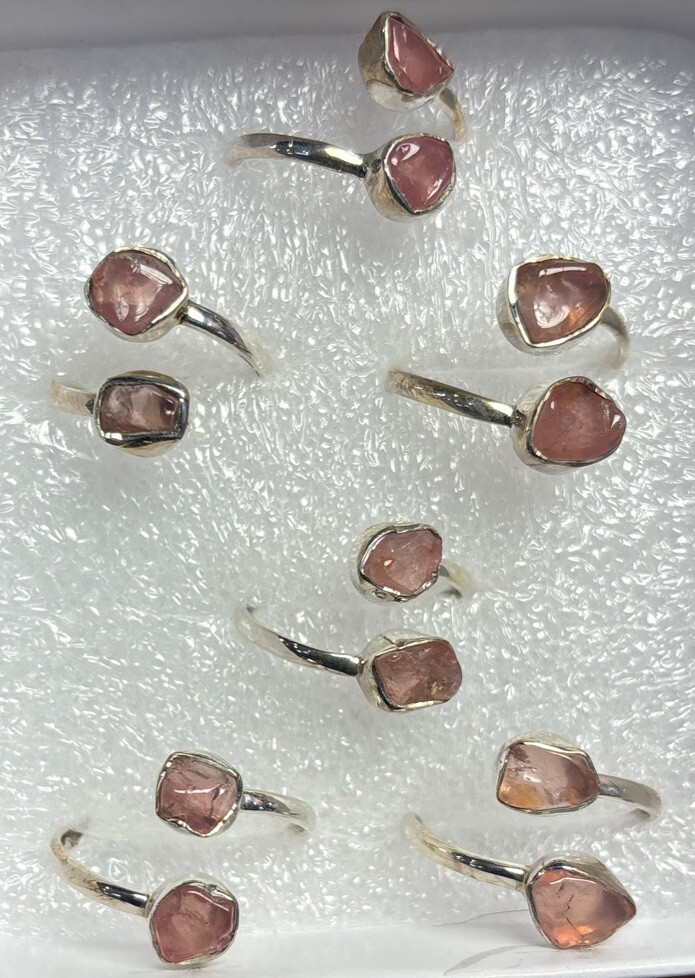 Rose Quartz thumb ring sterling silver size 5