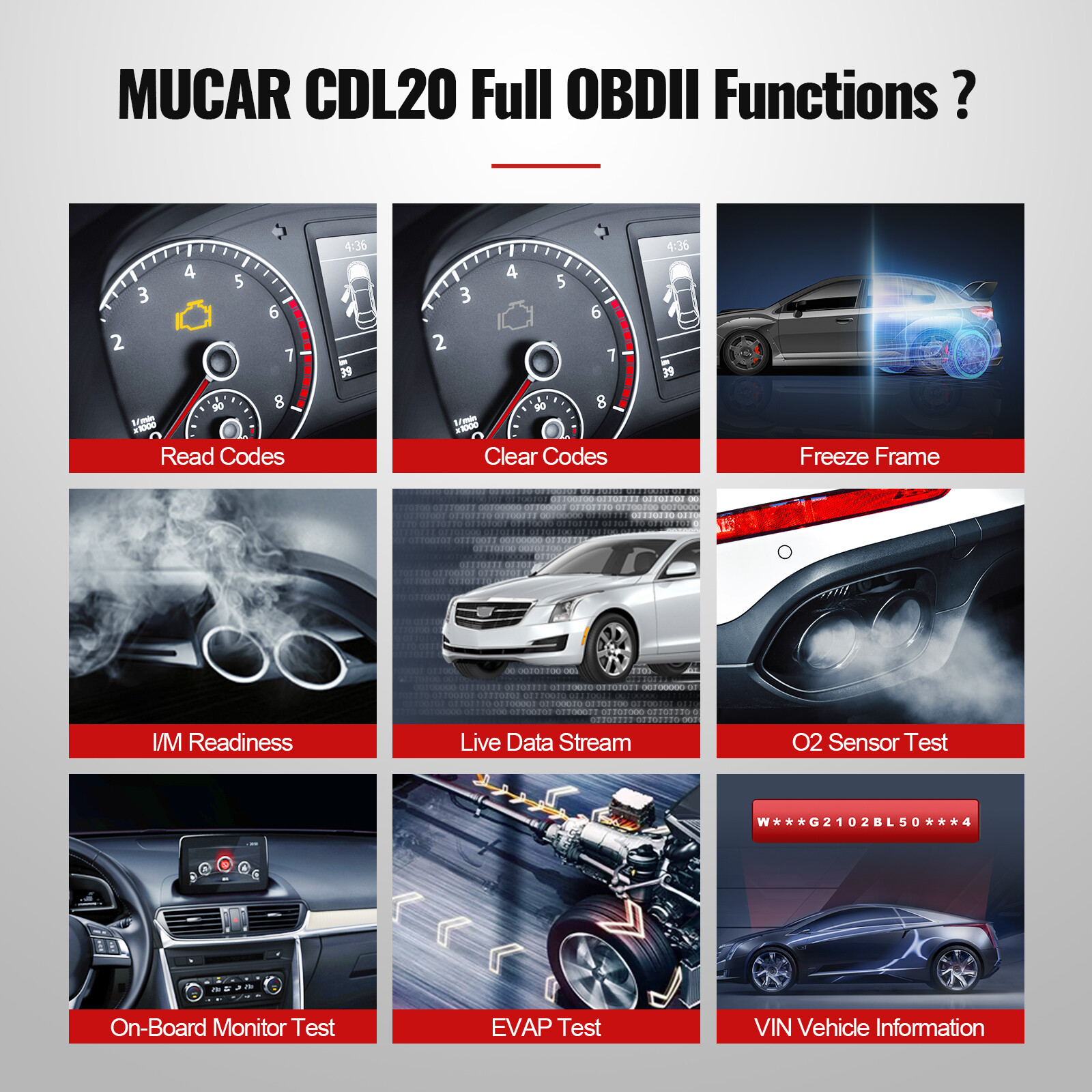 MUCAR Auto OBD Code Reader OBD2 Scanner Car Check Engine Fault Diagnostic Tool