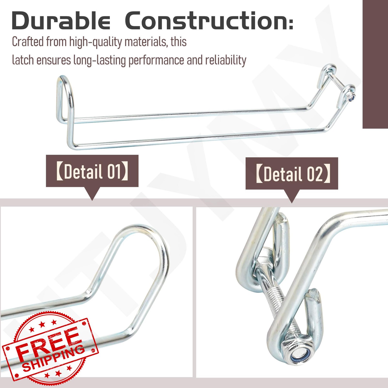 Chain Link Gate Latch - Wire Arm Throw Over Silver 13.5"