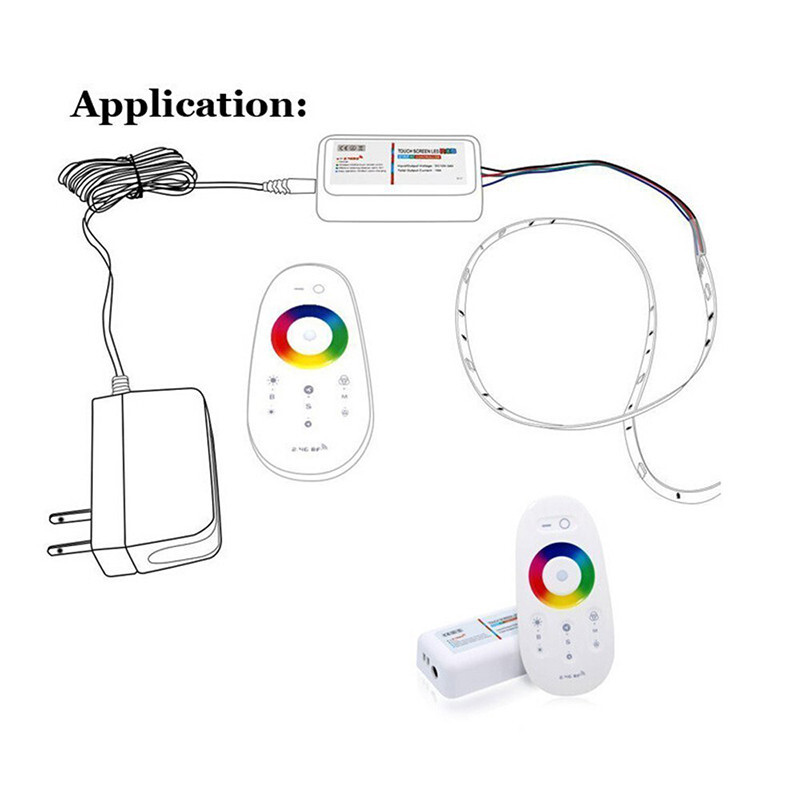 RGB LED Strip Light Remote Controller 2.4GHz RF Wireless Touch Screen DC12/24V