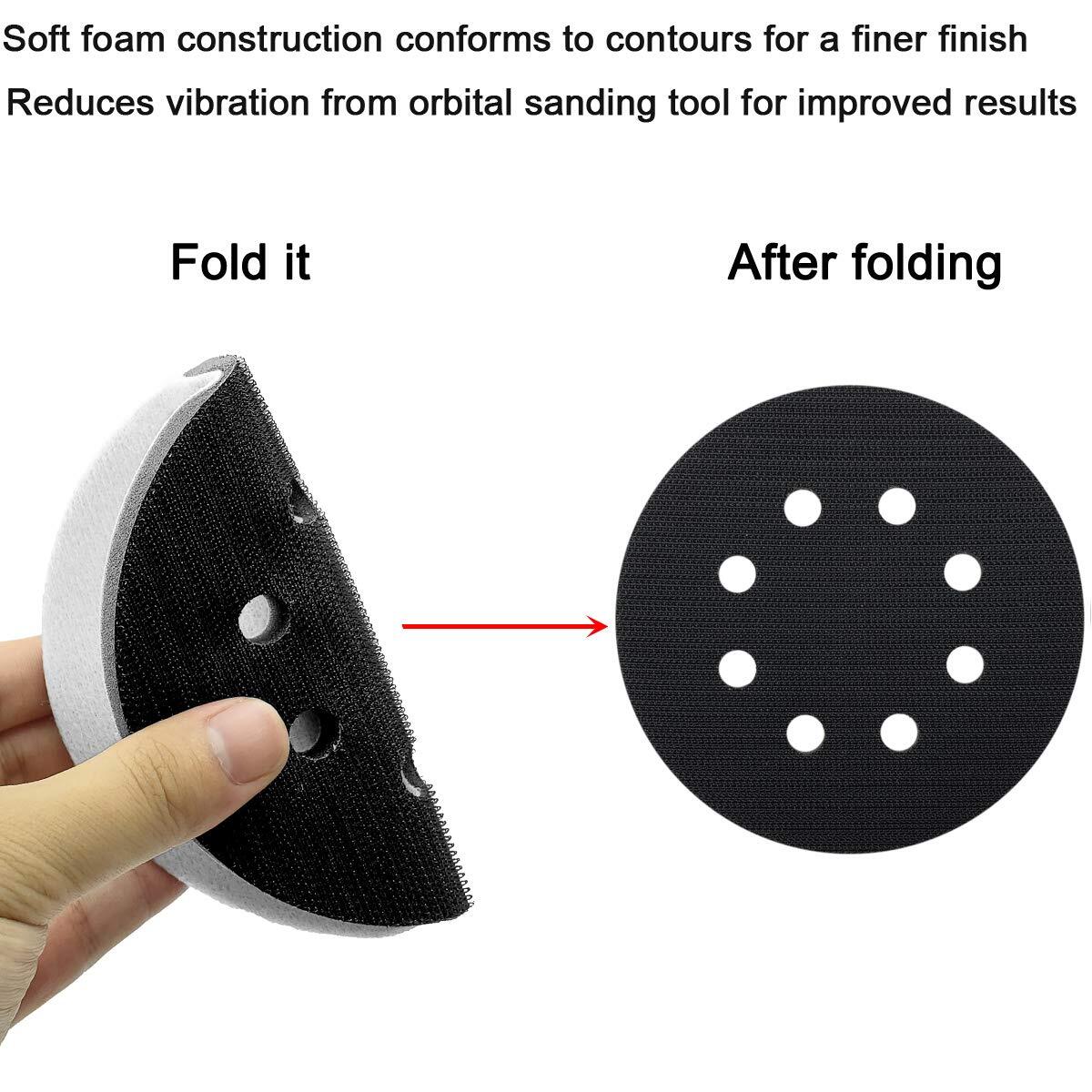 2Pcs 5 Inch 8Hole Soft Interface Pad Hook Loop Sponge Cushion Buffer Backing Pad