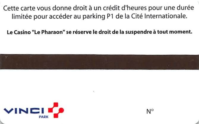 Pharaon Casino - Lyons, France - Parking Card