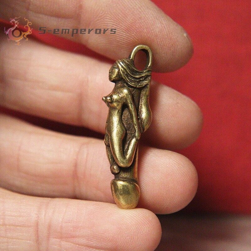 Pure Brass Female Male Genitals Key Chain Pendant Miniature Figurine Ornament