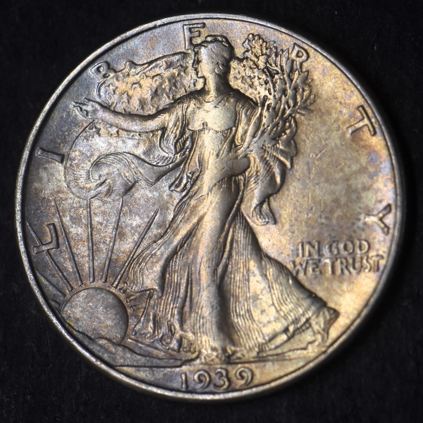 1939-D "Toned, High Grade" Walking Liberty Silver Half Dollar 50C - COINGIANTS -