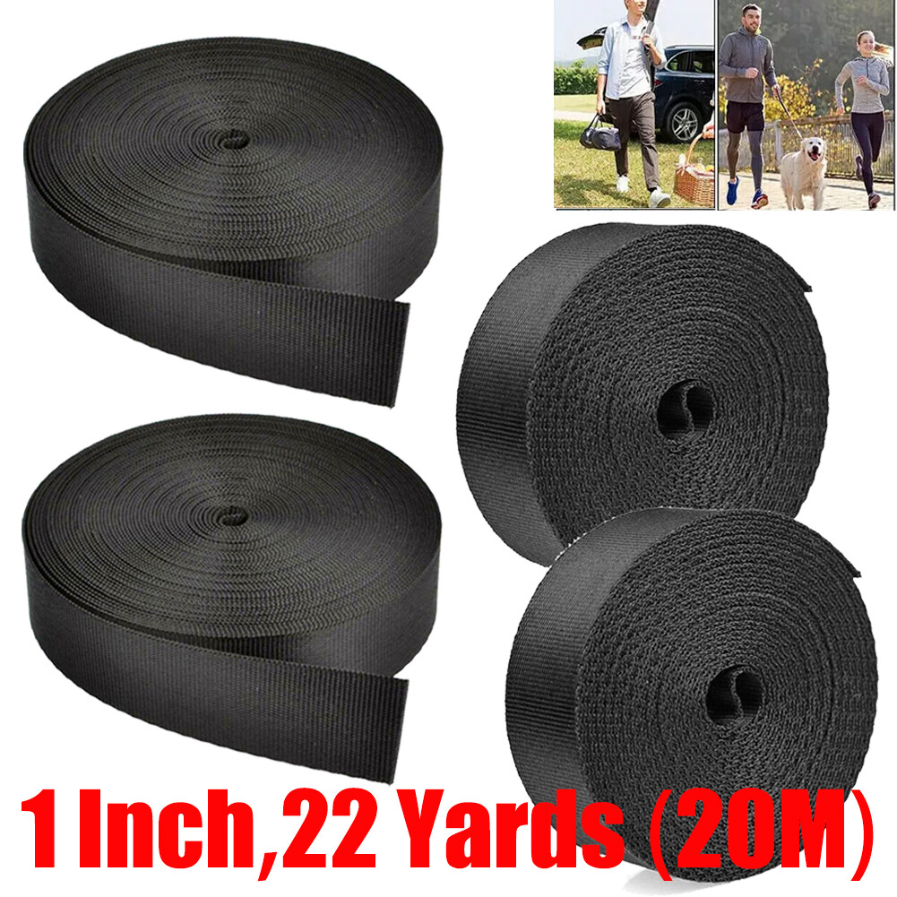 Wholesale Lot  22 Yards 1 Inch Wide Black Nylon Heavy Duty Webbing Strap