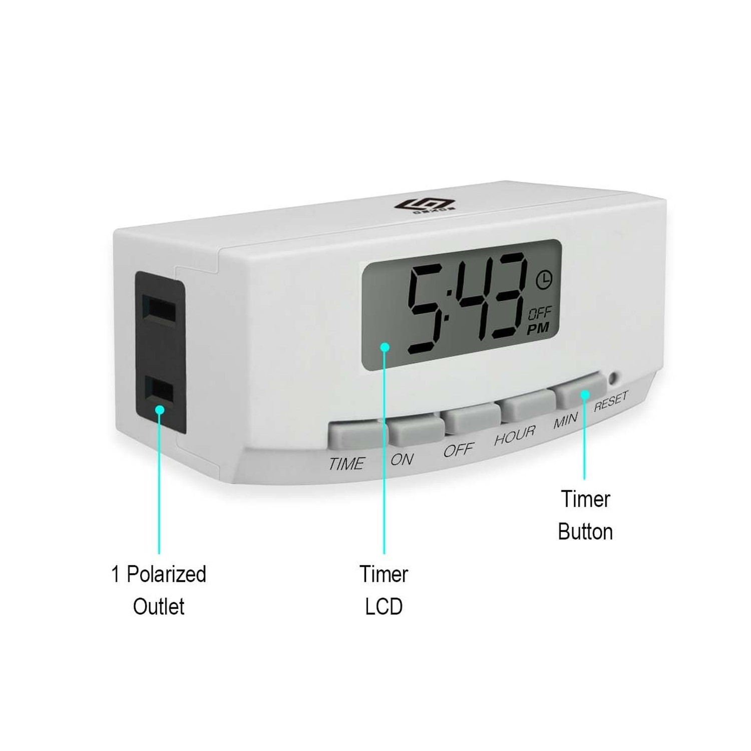 OSKOS 2-Pack Indoor 24-Hour Programmable Indoor Digital Timer with Polarized ...