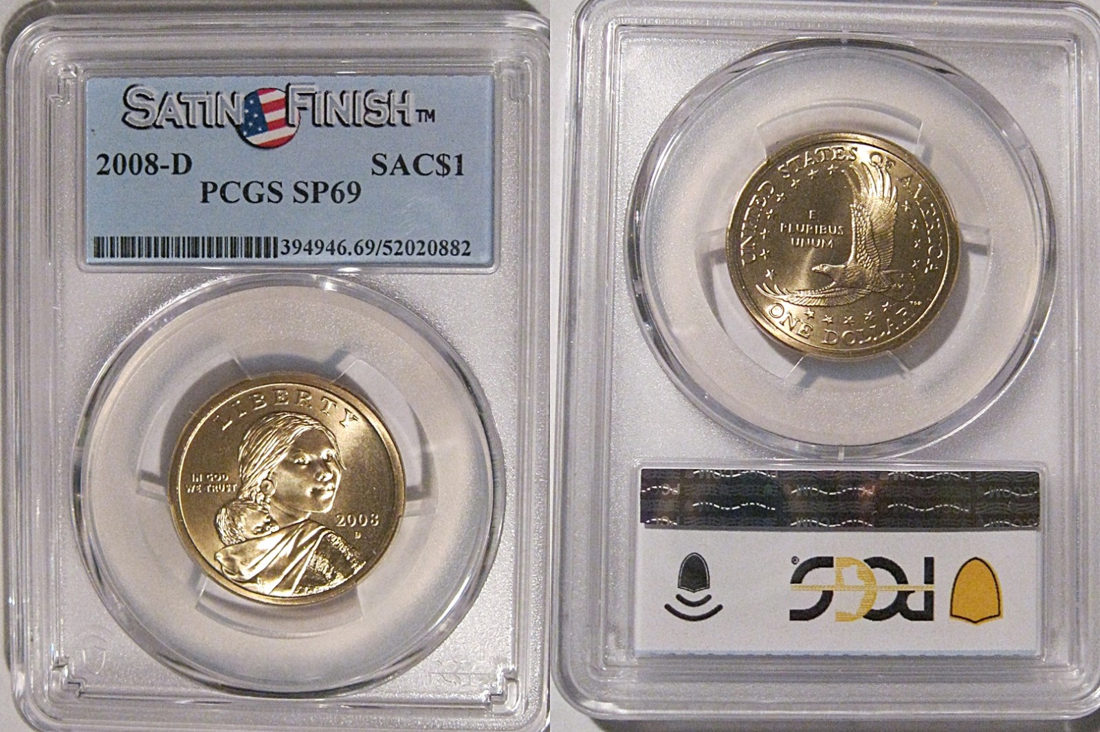 2008 D Sacagawea Dollar $1 PCGS SP69 Satin Finish