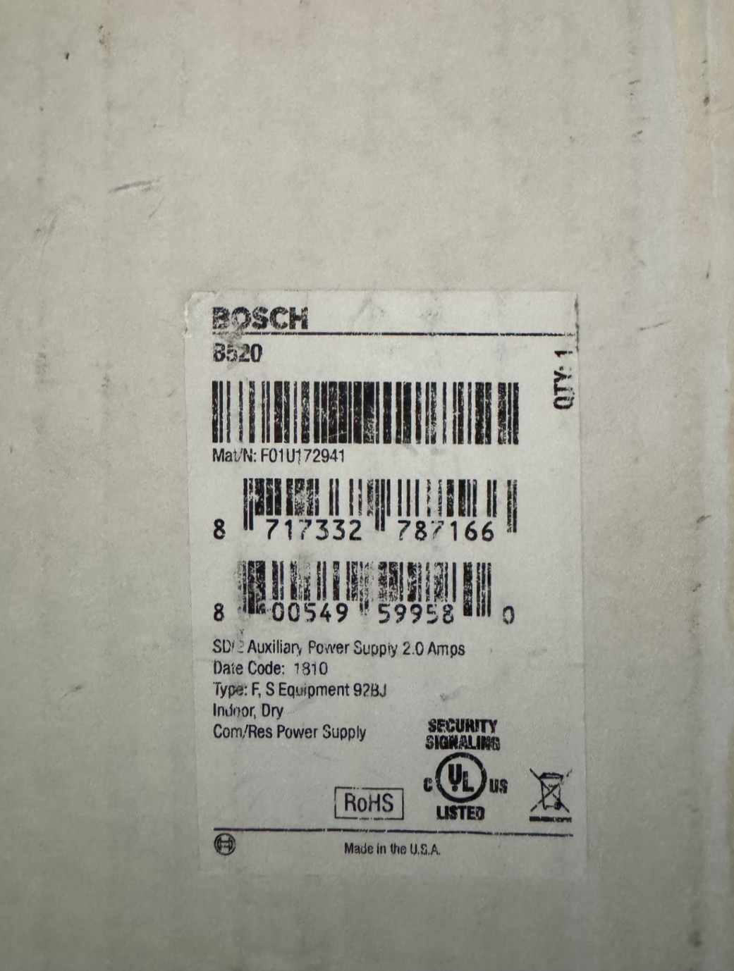 Bosch B520, Auxiliary Power Supply Module-New