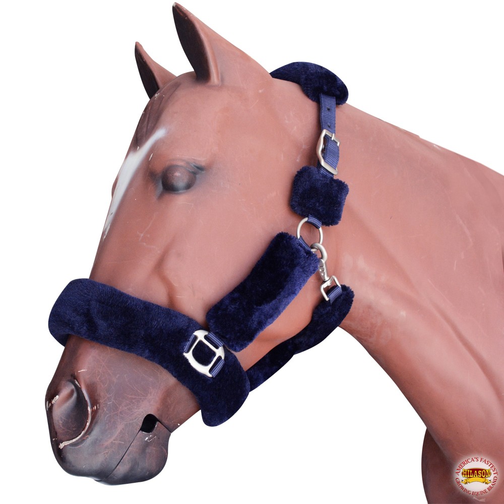 HILASON Comfort Fleece Nylon Horse Halter Navy | Western Halters for Horses