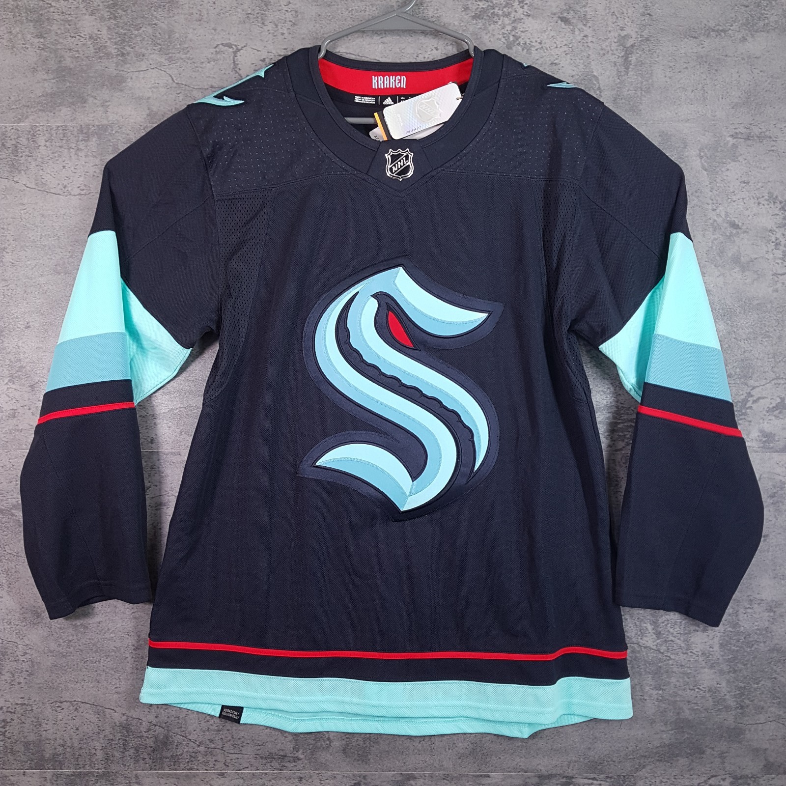 ADIDAS NHL Seattle Kraken Authentic Home Hockey Jersey Mens Size 60 Navy Blue