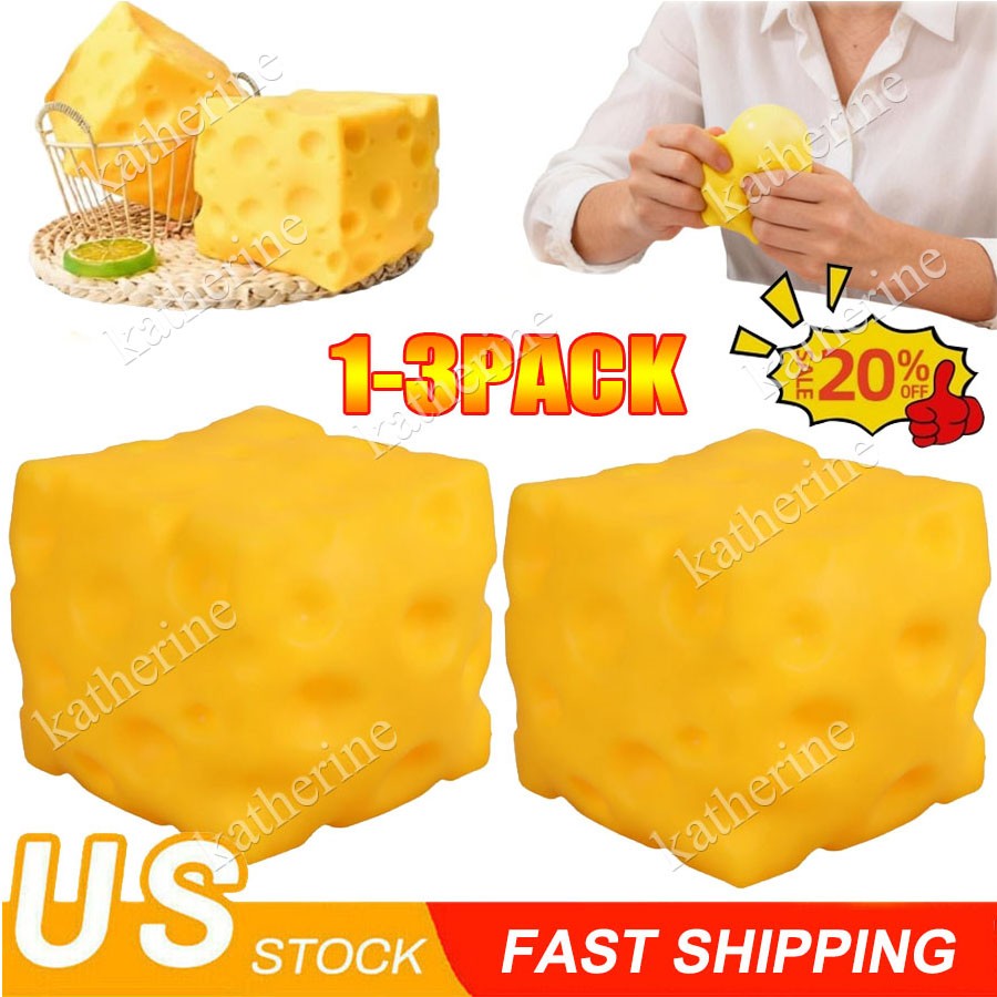 3x Extra Large Squishy Cheese Block, Stress Relief Squeeze Toy Gifts ,Cyber Deal