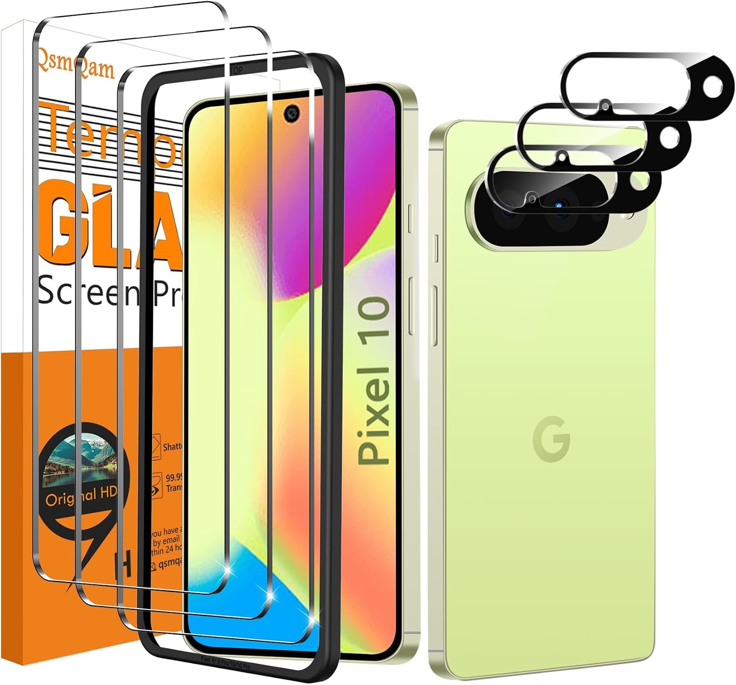 3 Pack Screen Protector for Google Pixel 10 + 3 Pack Camera Lens Protector,