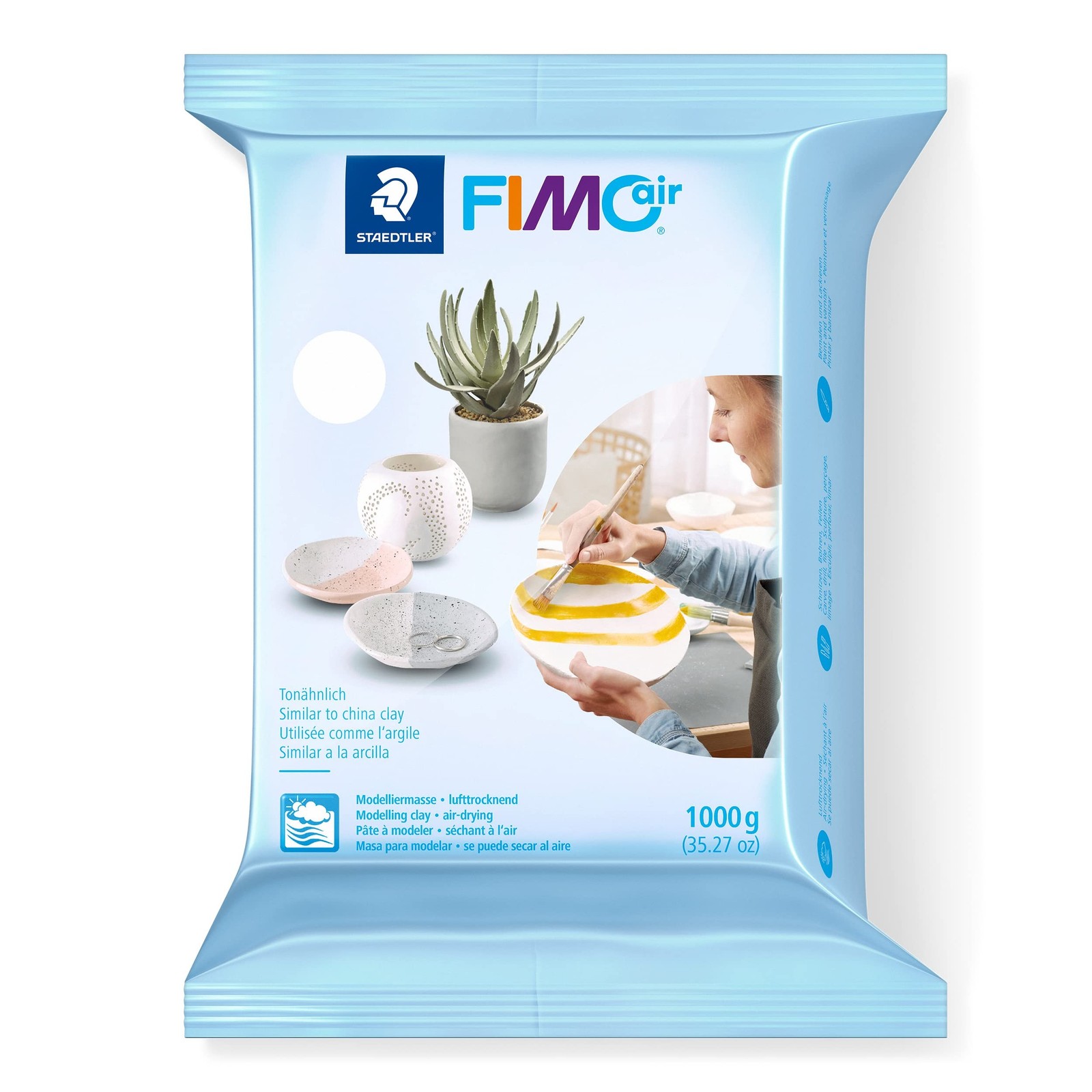 STAEDTLER FIMOair: Air-Dry Modeling Clay, 1 kg, 2.2 lbs - White, Sculpting an...