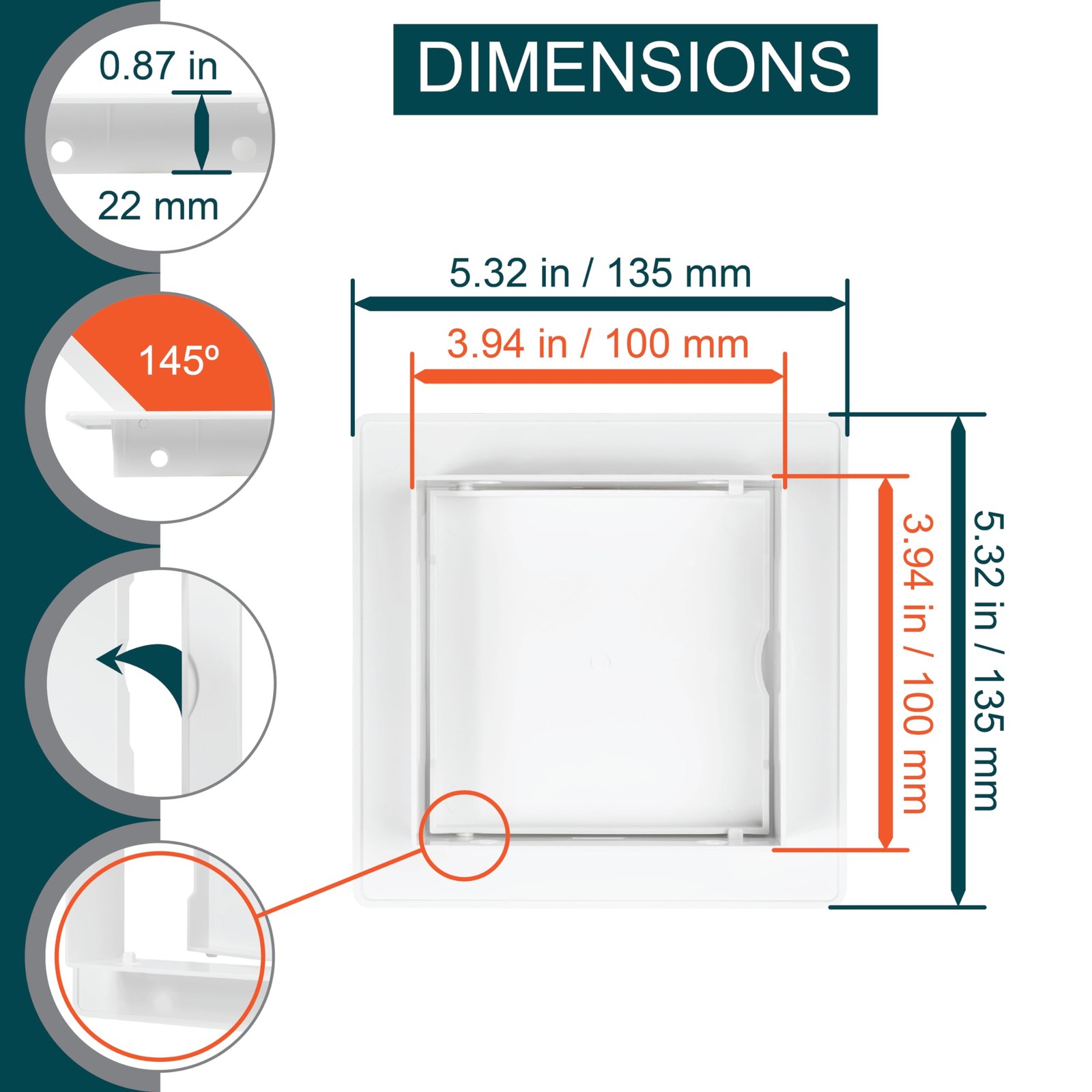 4" x 4" White Plastic Access Panel. Service Shaft Door Panel. Plumbing, Elect...