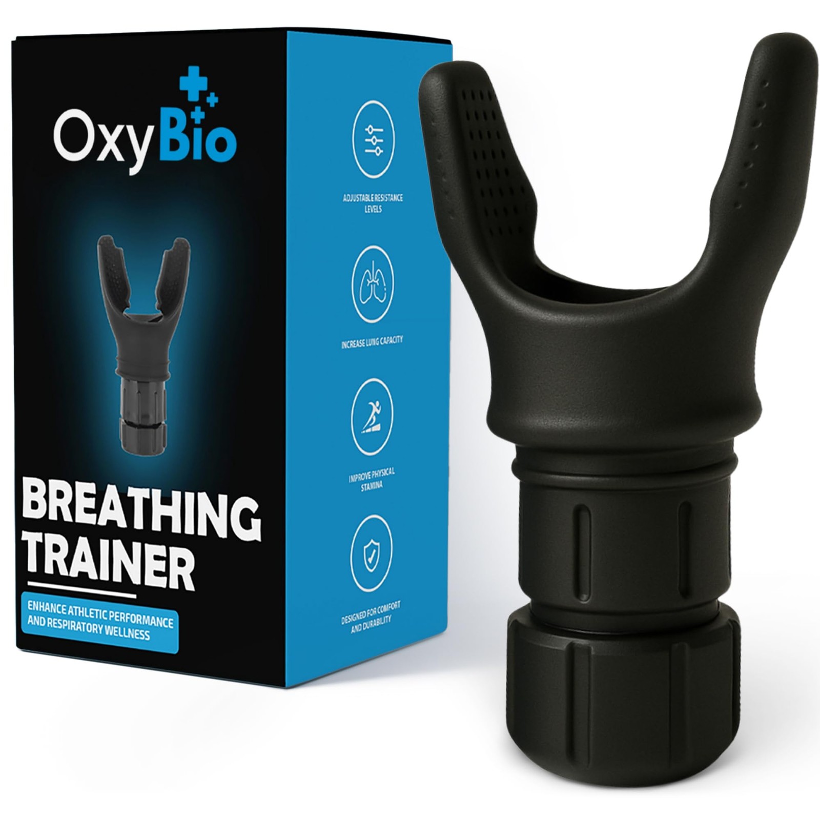 OxyBio Oxy Respiratory Trainer | Breathe Easier with Stronger Portable, Black