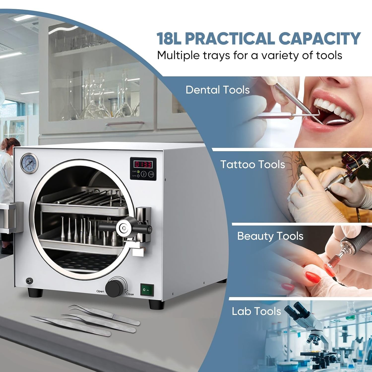 GOYOJO 18L Autoclave Sterilizer Tabletop Class-N High Pressure Steam Machine US