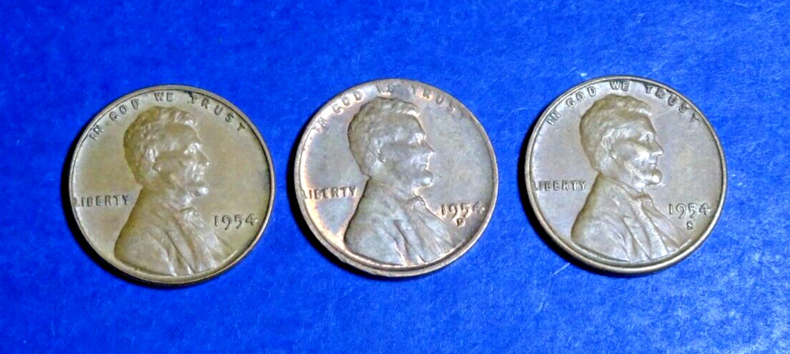 1954 P/D/S LINCOLN CENTS (FINE++ OR  BETTER!) STOCK PHOTO - RANDOM PICKED!!*