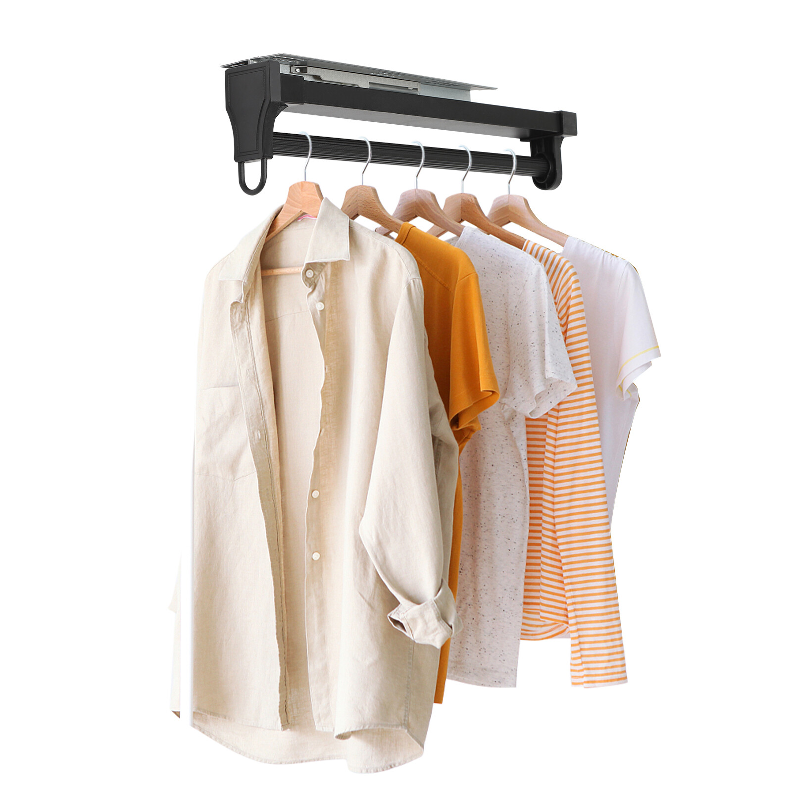 Clothes Rail Retractable Closet Pull Out Rod Hanger Adjustable Wardrobe Rod