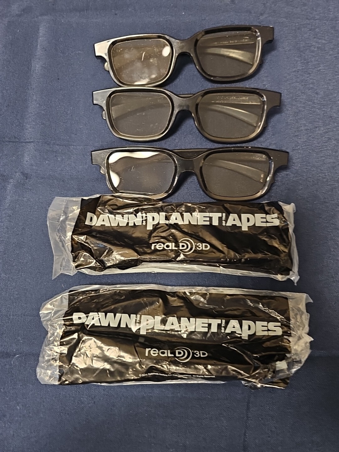 5 QTY REAL D 3D MOVIE GLASSES DAWN OF THE PLANET OF THE APES