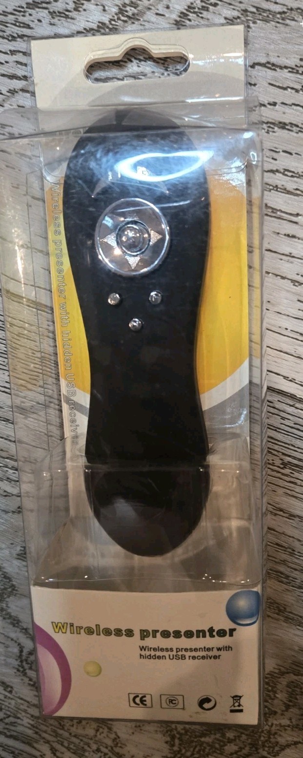 New Wireless Presenter  With Hidden USB  Receiver Black With Laser