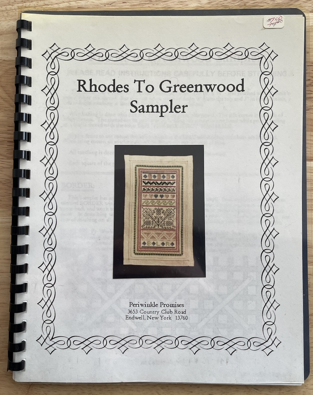Periwinkle Promises Cross Stitch Pattern Spiral Book Rhodes to Greenwood- OOP