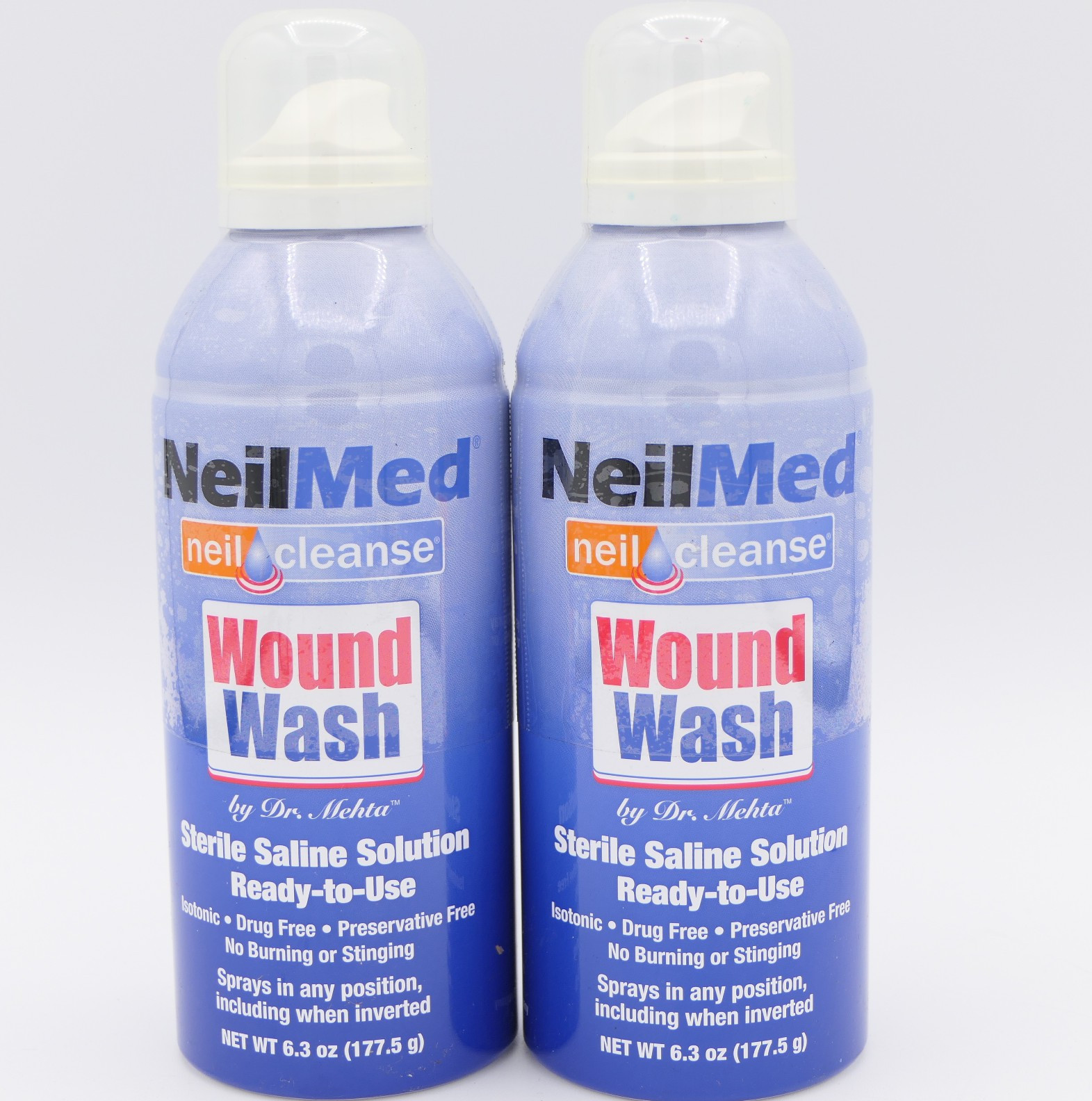 NeilMed Neil Cleanse Wound Wash Sterile Saline Solution 2 Pack 6.3 oz Exp 10/29