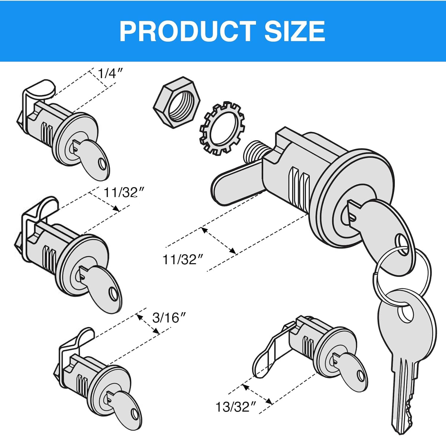 Mailbox Lock Replacement w/ 4 Keys Universal Secure Mail Box Lock Kit
