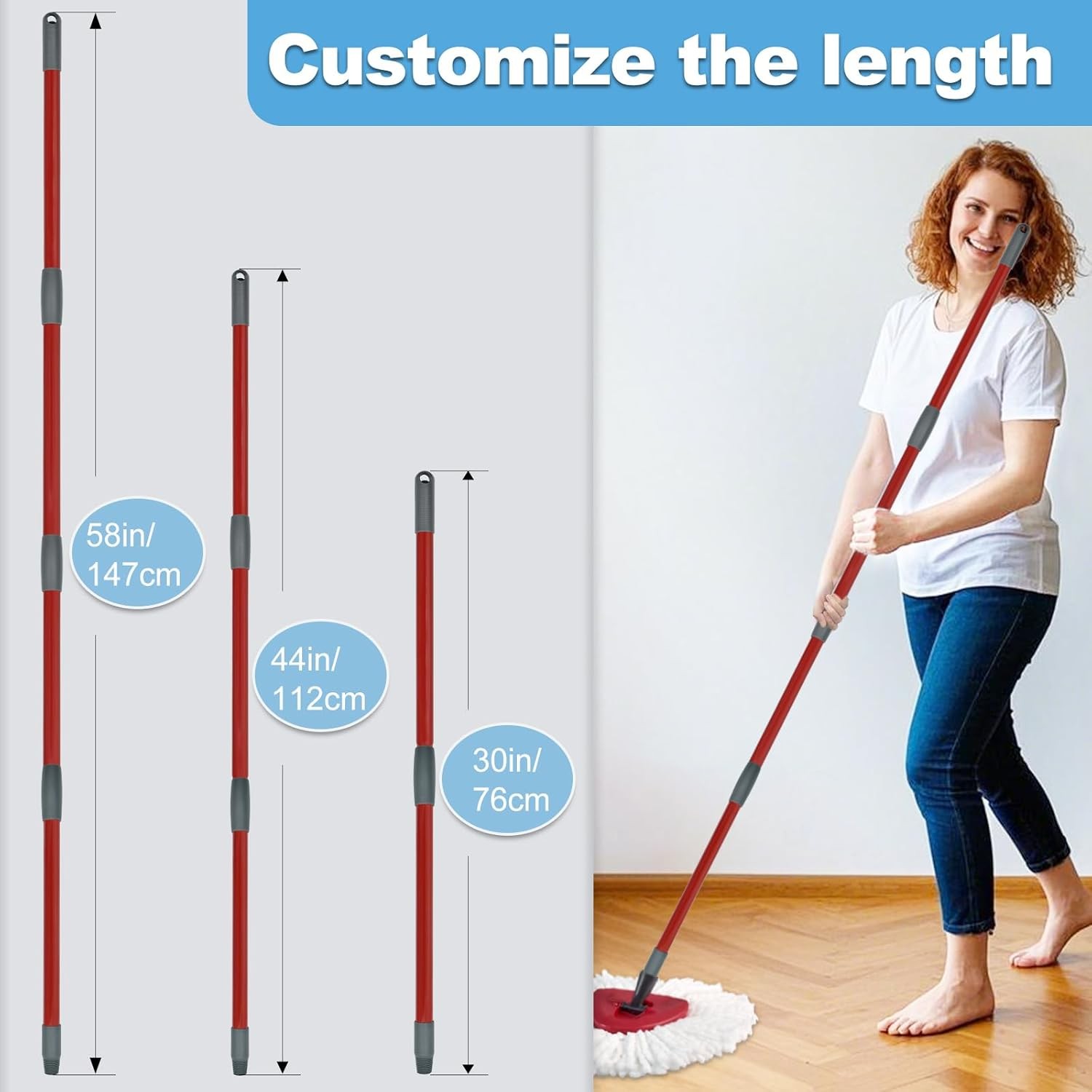 Mop Handle for Ocedar, O Cedar, Spin Replacement Red
