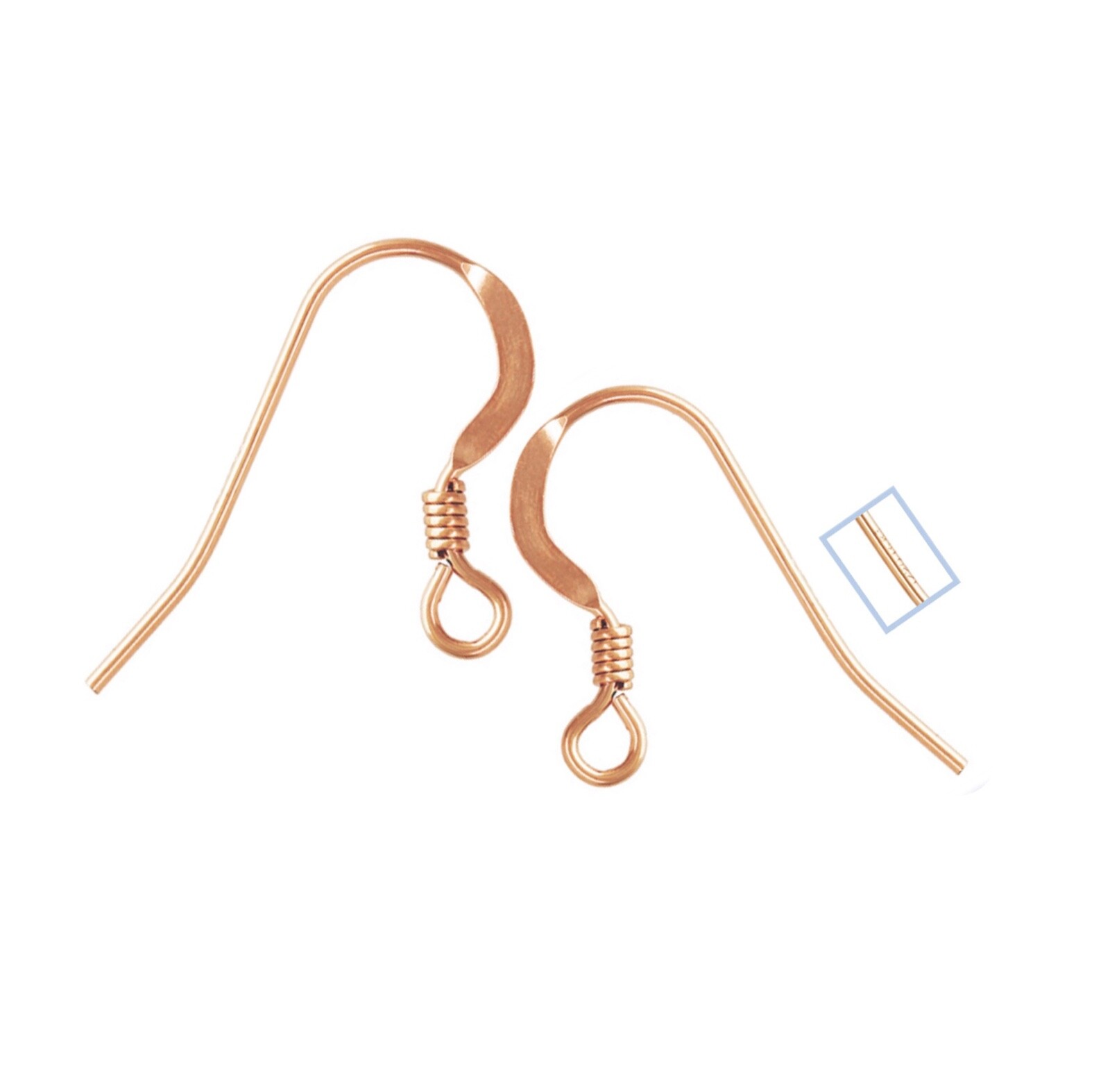 14k Rose Gold Filled Flat Coil Fishhook Ear Wires 10pcs DIY Earring Hooks
