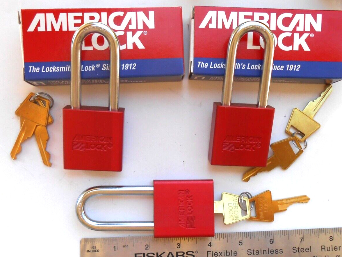 Lot of  3 New American Lock Padlocks    Series 1205 Keyed  different