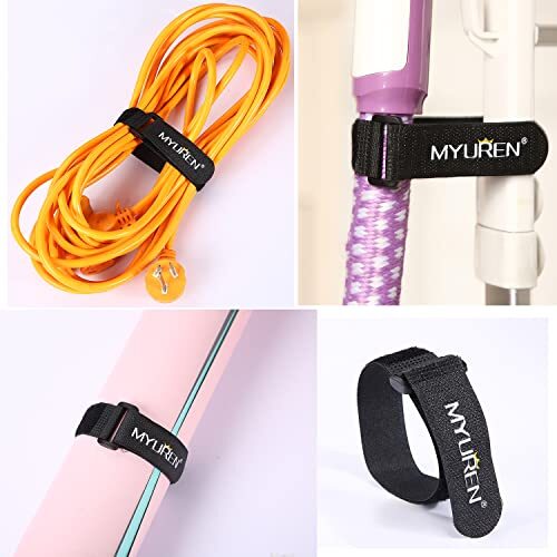 12 Pack 24 Inch Reusable Fastening Cable Straps Hook and Loop Cinch Cable Ties