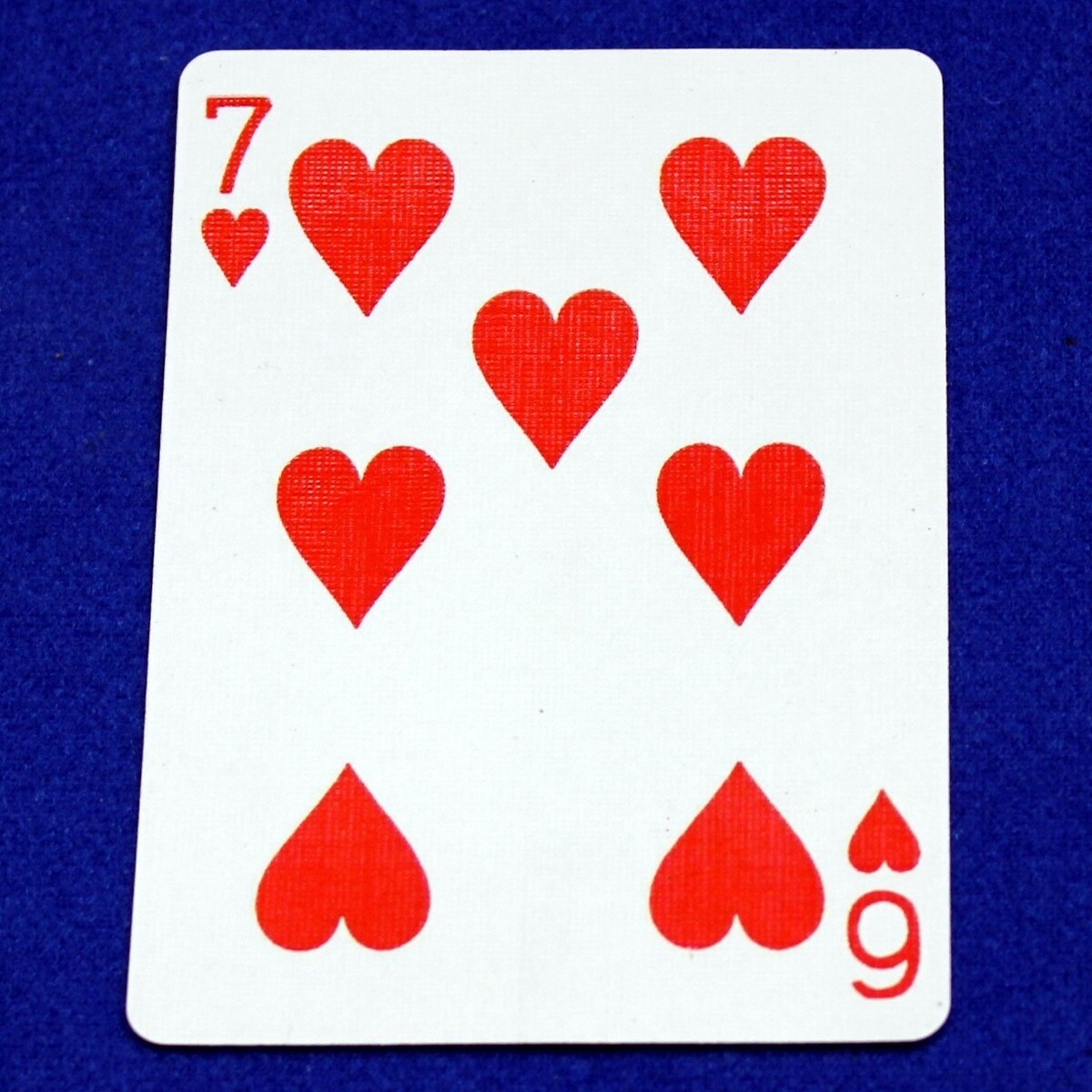 7 Hearts / 6 - Mis-Indexed, Bicycle Printed Gaff Card, Blue