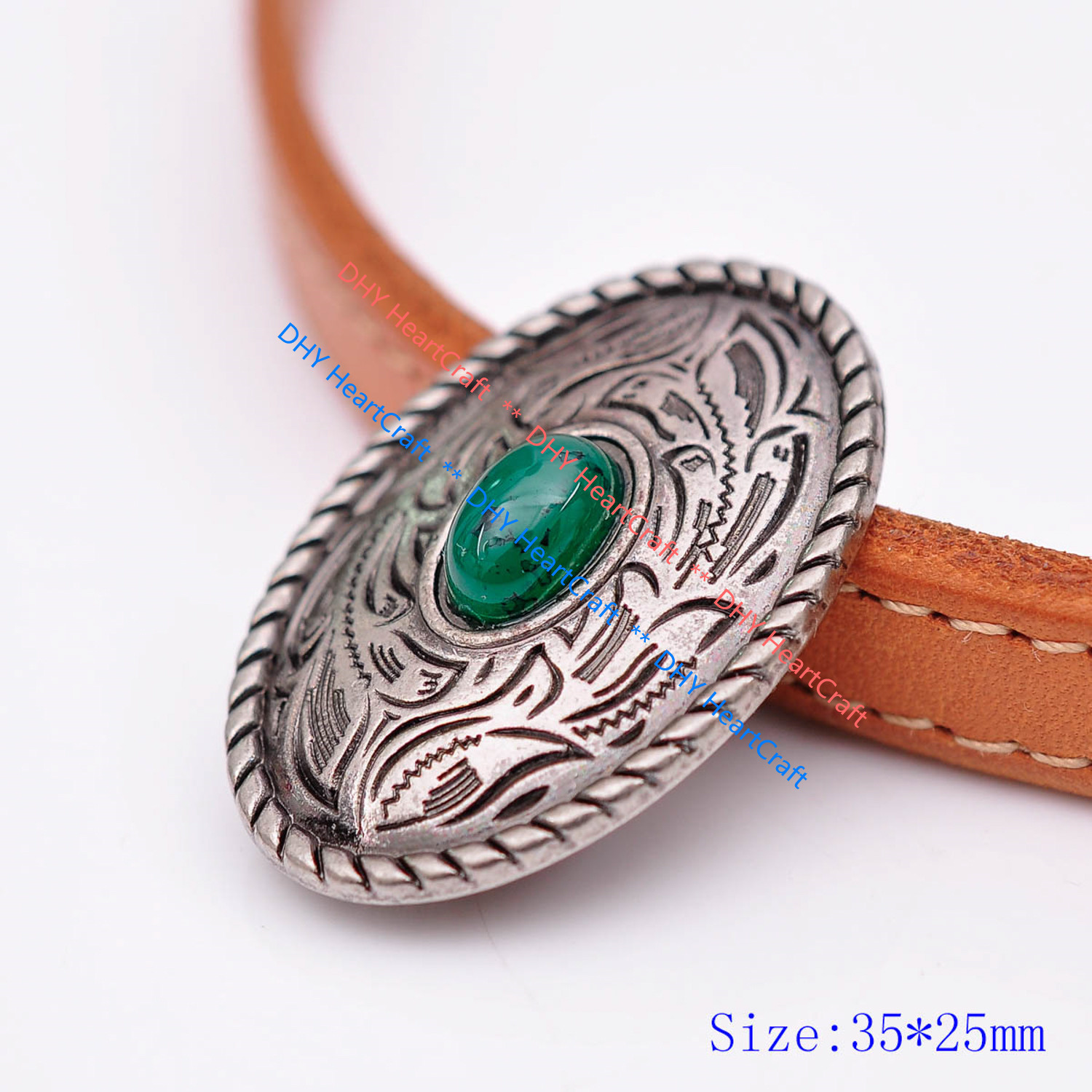 10X Antique Silver Turquoise Leather Project Prairie Dust Oval Conchos Screwback