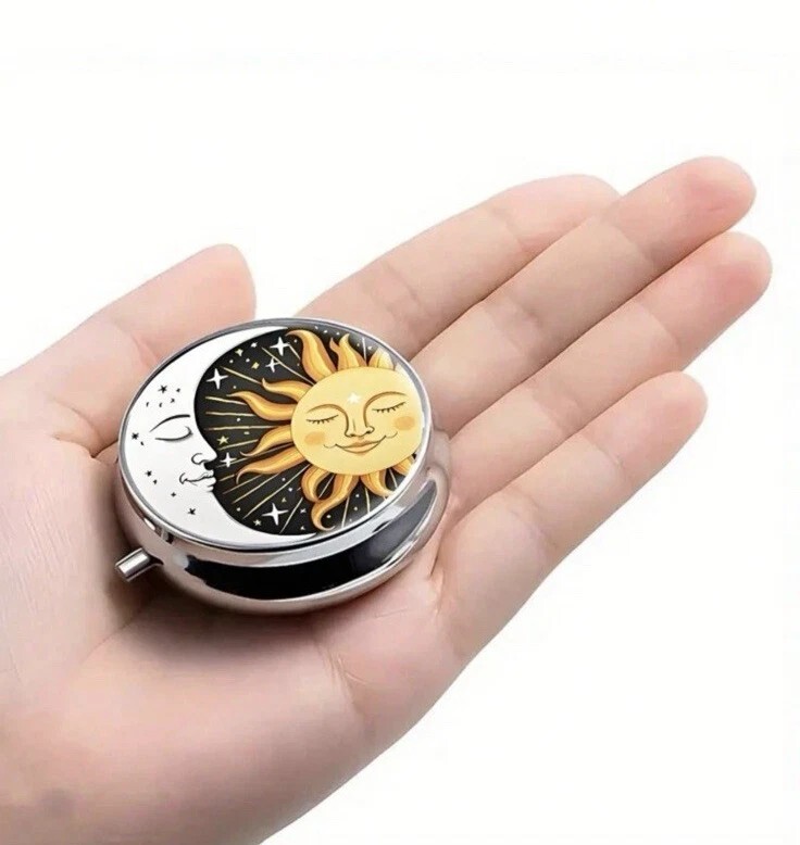 Sun and Moon 3-Compartment Pill Box Portable Travel Size