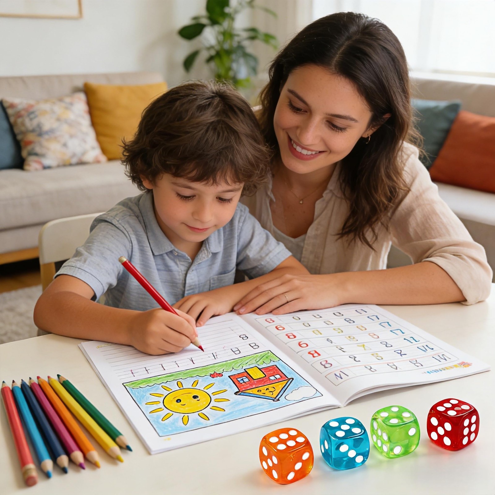 50 Pieces Dice Set, Translucent 6 Sided Colored Dices for Board Games, Math...