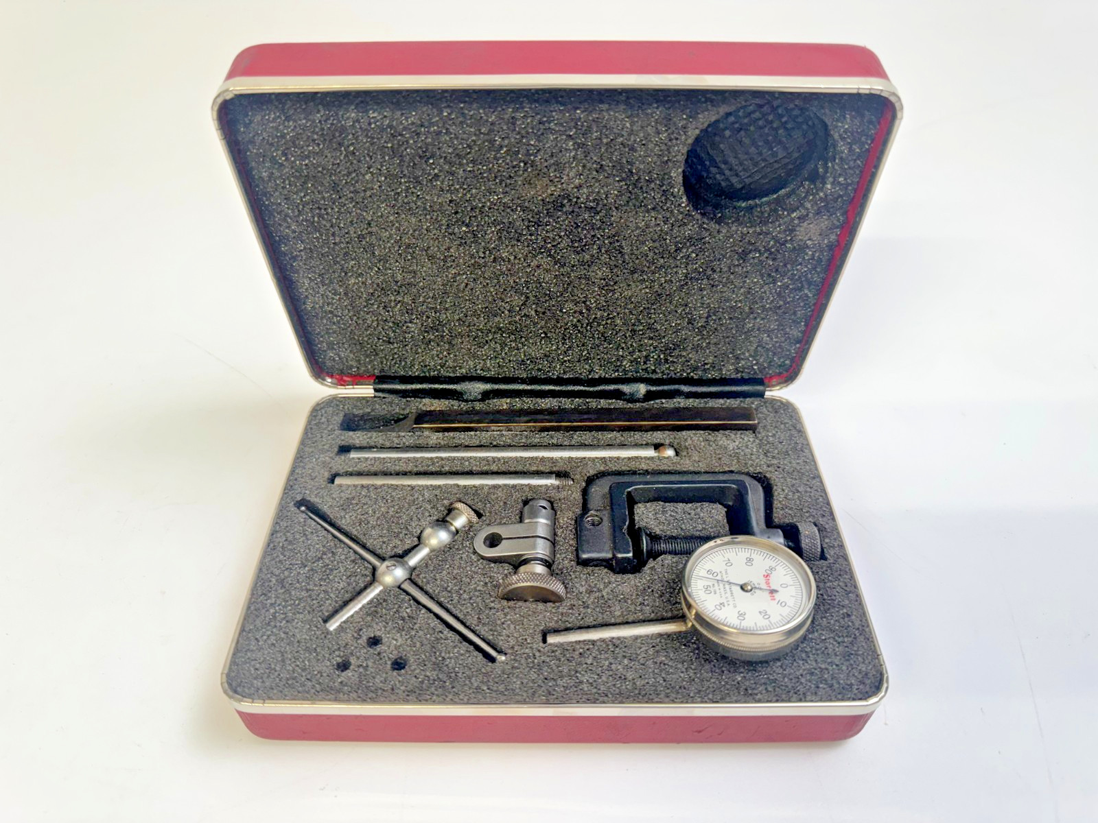 Starrett No. 196 Universal Dial Test Indicator .001" w/ Attachments & Case USA