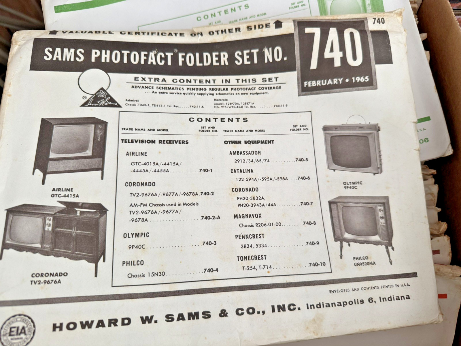 Sams Photofact - FOLDER SET Manual Schematics - Select Folder from 700 - 799