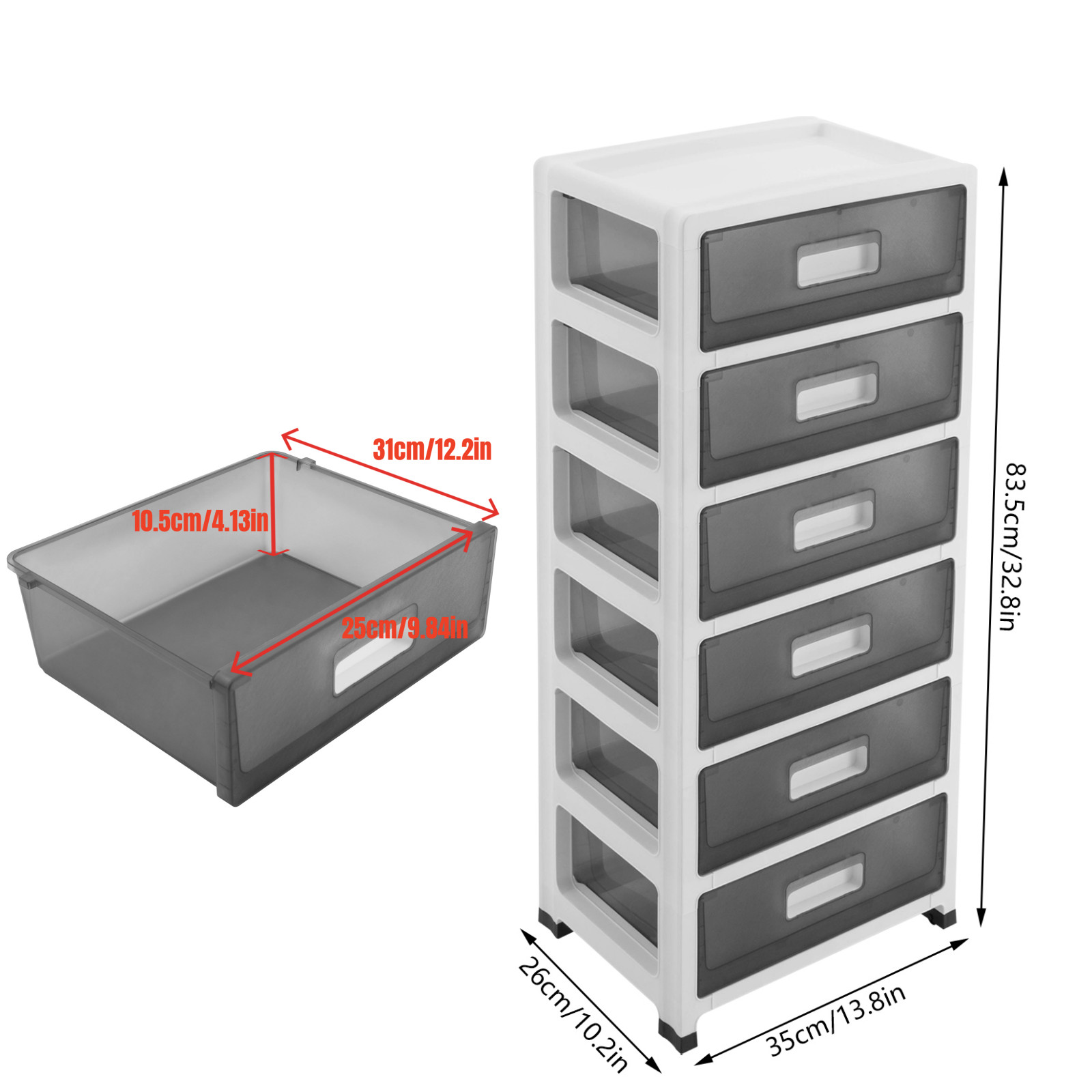 6-Drawer Floor Stand Organizer,Office Storage Box,Bathroom,Copy Data Storage