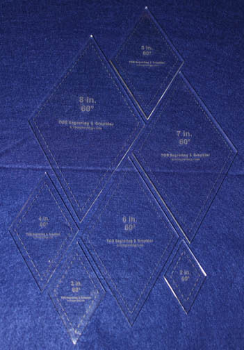 Quilt Templates-60 Degree Diamond Set-2,3,4,5,6,7,8.- 7 Piece Set-Acrylic -1/4"