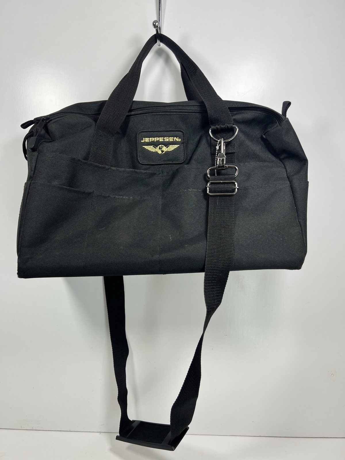 Jeppesen Flight Bag Duffle Book Bag Pilot Crew Student Black Canvas Shoulder