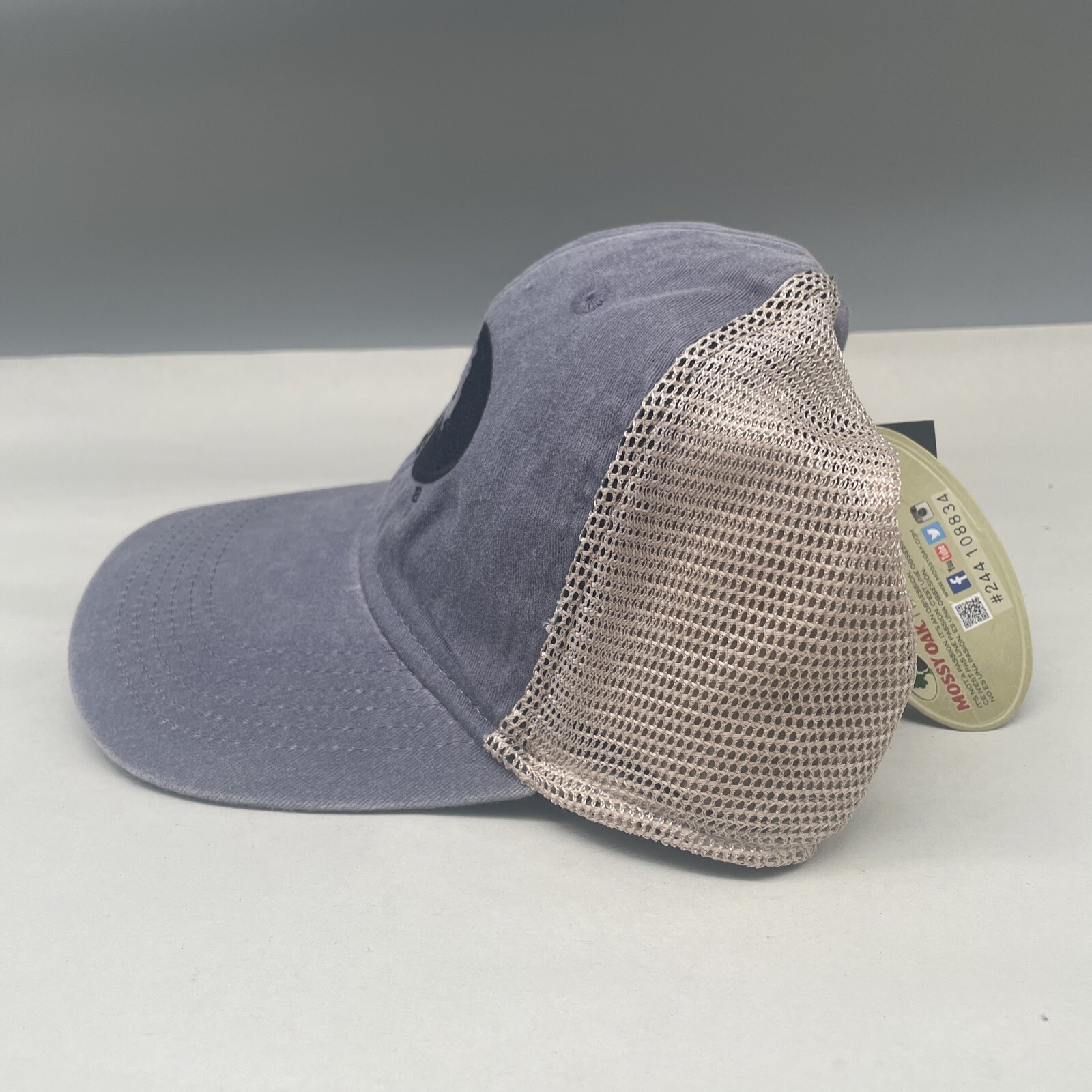 Blue Gray Mossy Oak Outdoor Ball Cap Hat Streach Fit Small Medium Stretch Fit