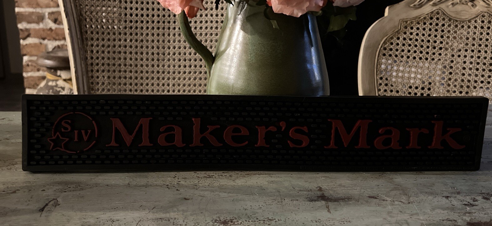 Makers Mark Rubber Bar Mat, Drink Rail Spill 24" x 3 1/2"