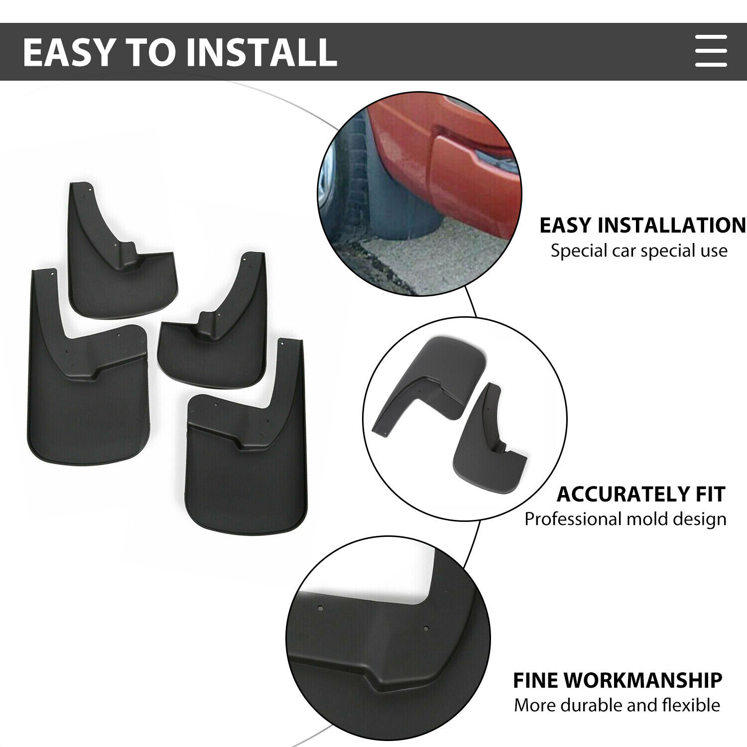 Front & Rear Mud Flaps Guards Splash 4PCS For 2009-2018 Dodge Ram 1500 2500 3500