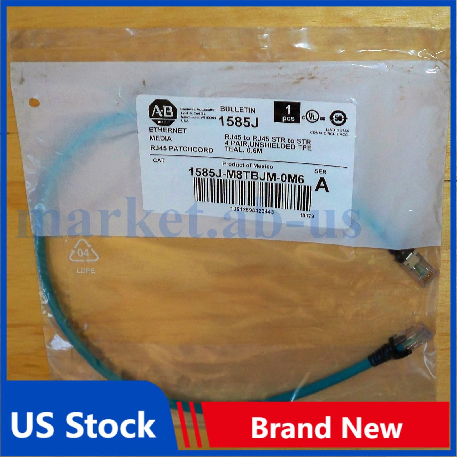 Allen-Bradley RJ45 to RJ45 EtherNet Patchcord 1585J-M8TBJM-0M6 NEW US Free Tax