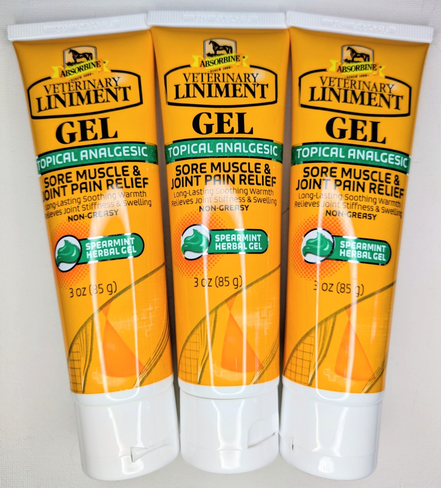 Absorbine Veterinary Horse Liniment Gel Topical Analgesic Pain Relief - Lot Of 3