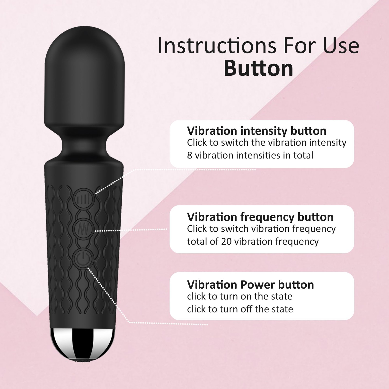 Handheld Cordless Mini Massager, Powerful Quiet with Waterproof, 20 Modes & 8...