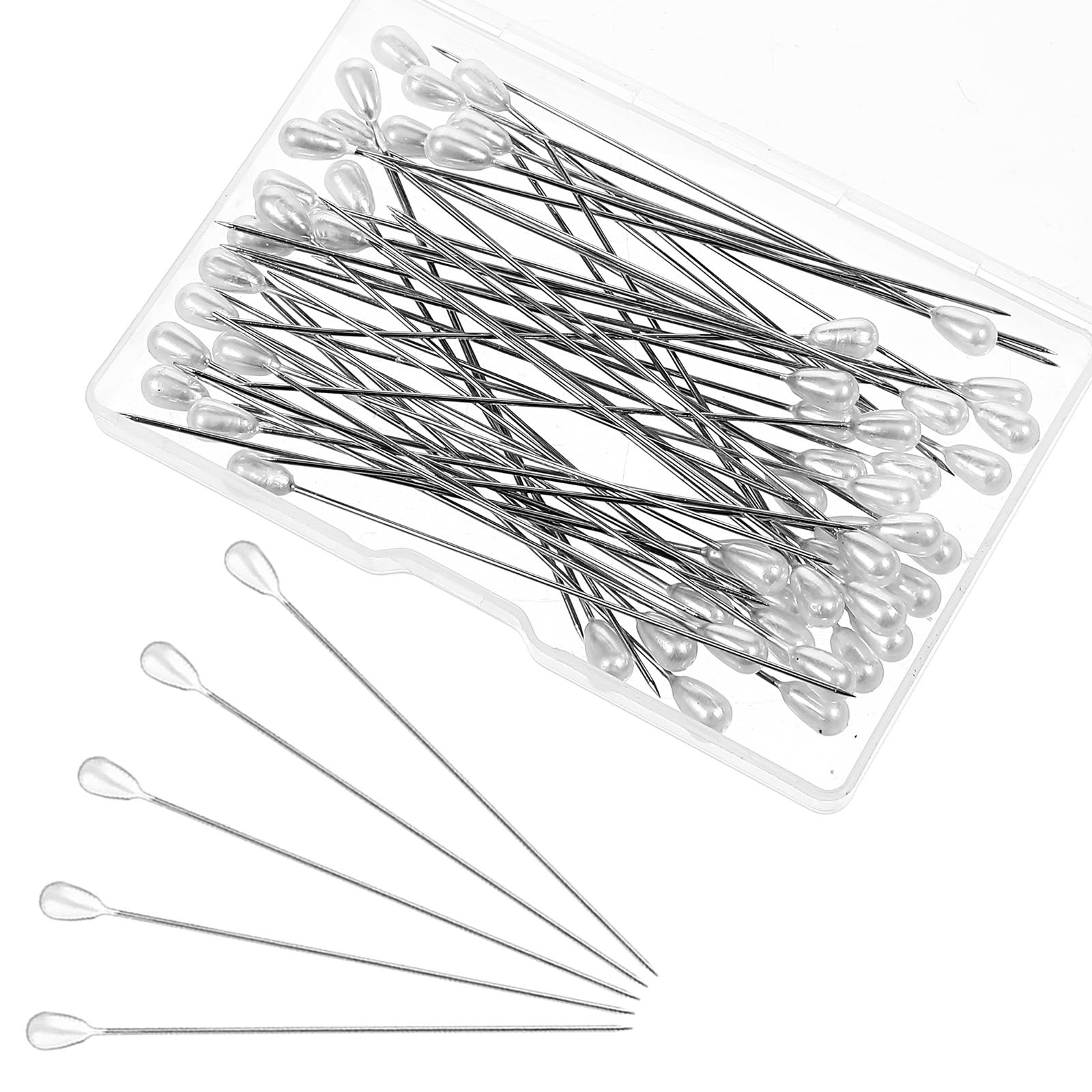 Pearl Head Pins, 50 PCS 3 Inch Corsage Boutonniere Pins 3 inches, White