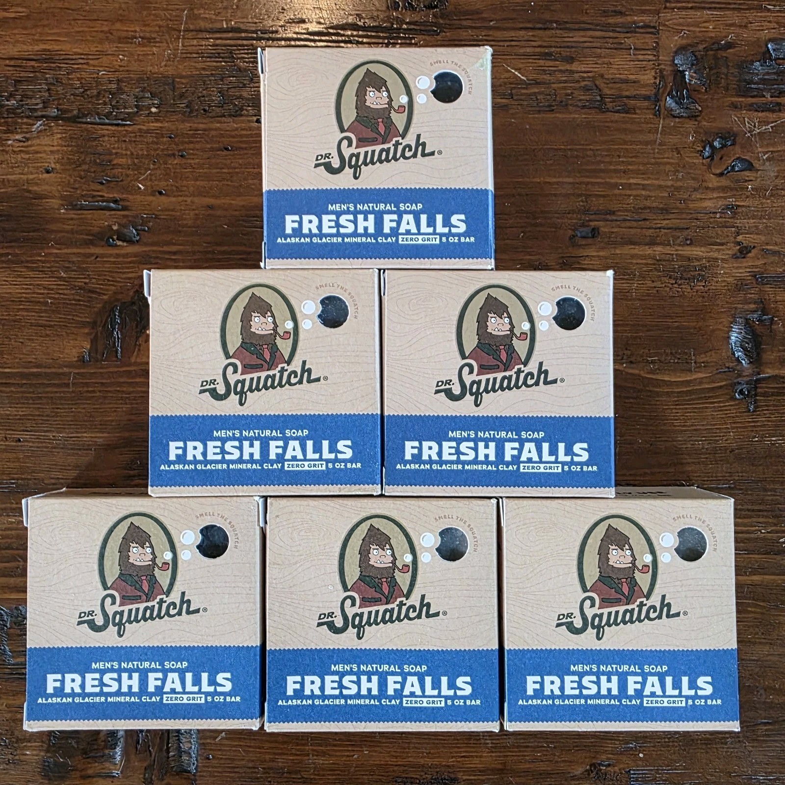 Lot Of 6 - 6X - Six Bars Dr. Squatch FRESH FALLS Scent Mens Natural Soap - 5oz