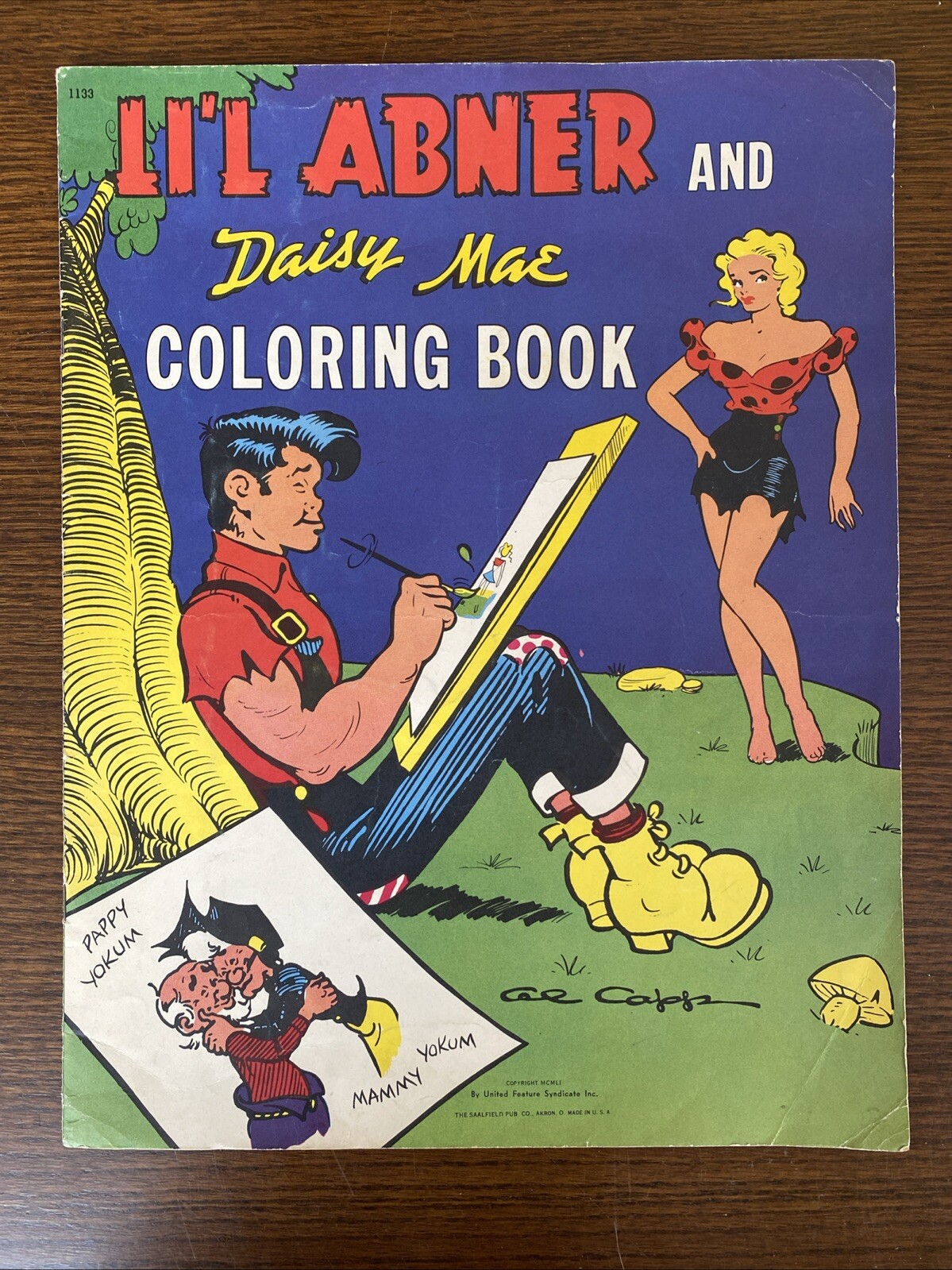 1951 Li'l Abner and Daisy Mae Coloring Book (Some Pages Coloured)