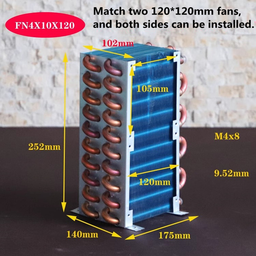 1pcs FN4*10*120 Mini Condenser Mini Radiator Copper Tube Fin Evaporator